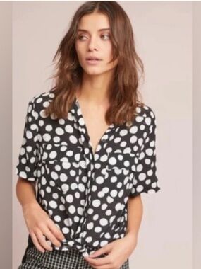 Anthropologie bergen porridge polka dot blouse